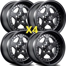 15 Satin Black Centerline Telstar 15x7 15x8 Staggered Dragstar 5x4.75 Mag Wheels