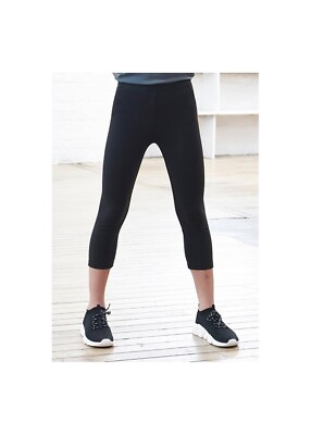 Kinder Leggings Leggins Capri Leggins AWDIS schwarz Gr. S (5-6J), Coolfit Mat.