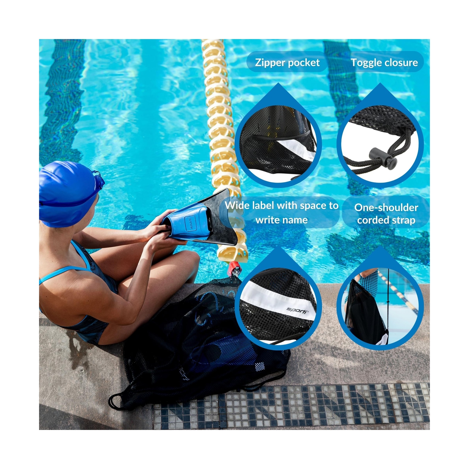 Sporti Swimming Equipment Bags, Mesh Drawstring Backpack,Swim Bag f... Fast Ship