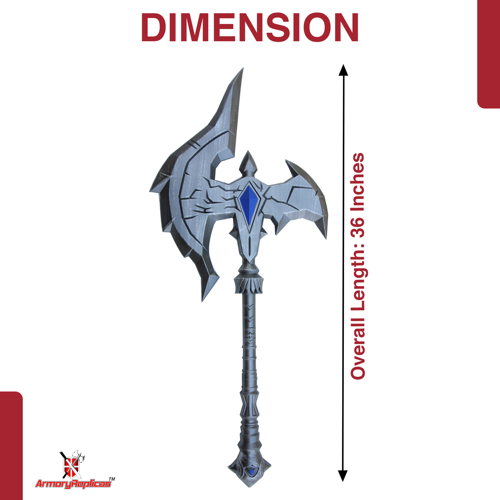 Fantasy War Axe Foam LARP Prop 36" Viking Cosplay Weapon Silver Blue Design