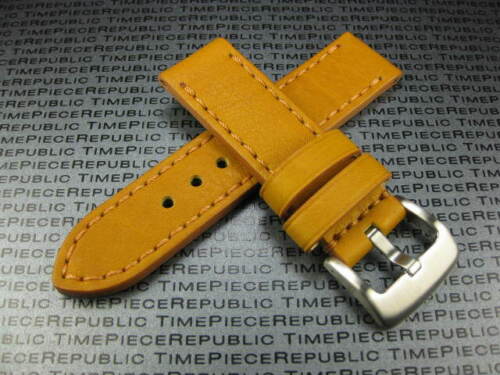 Neuf 24 mm GRAND bracelet en cuir de vache souple moutarde marron PANERAI marron x1 - Photo 1/8