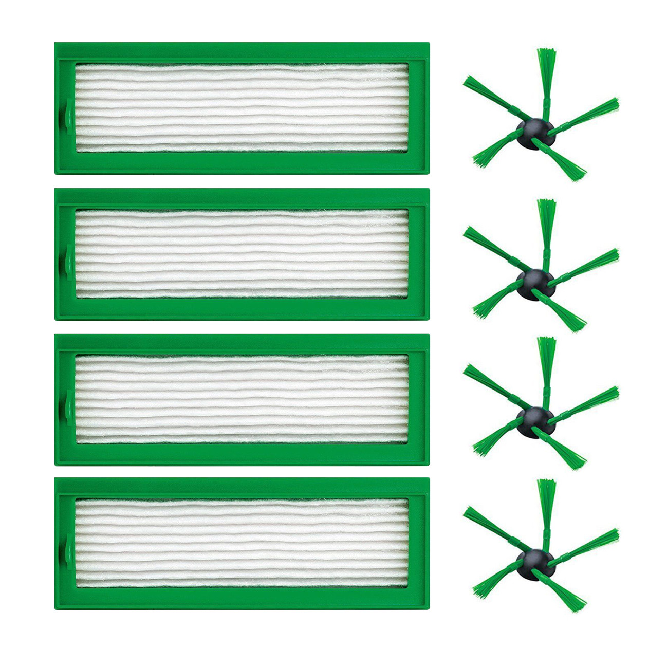4 HEPA Efficient Filters + 4 Side Brush For Vorwerk Kobold VR200 Vacuum Cleaner