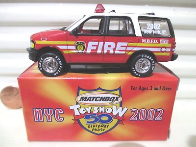 Matchbox 2002 New York City 50th ANNIVERSARY FORD FIRE EXPEDITION New Mint Boxed
