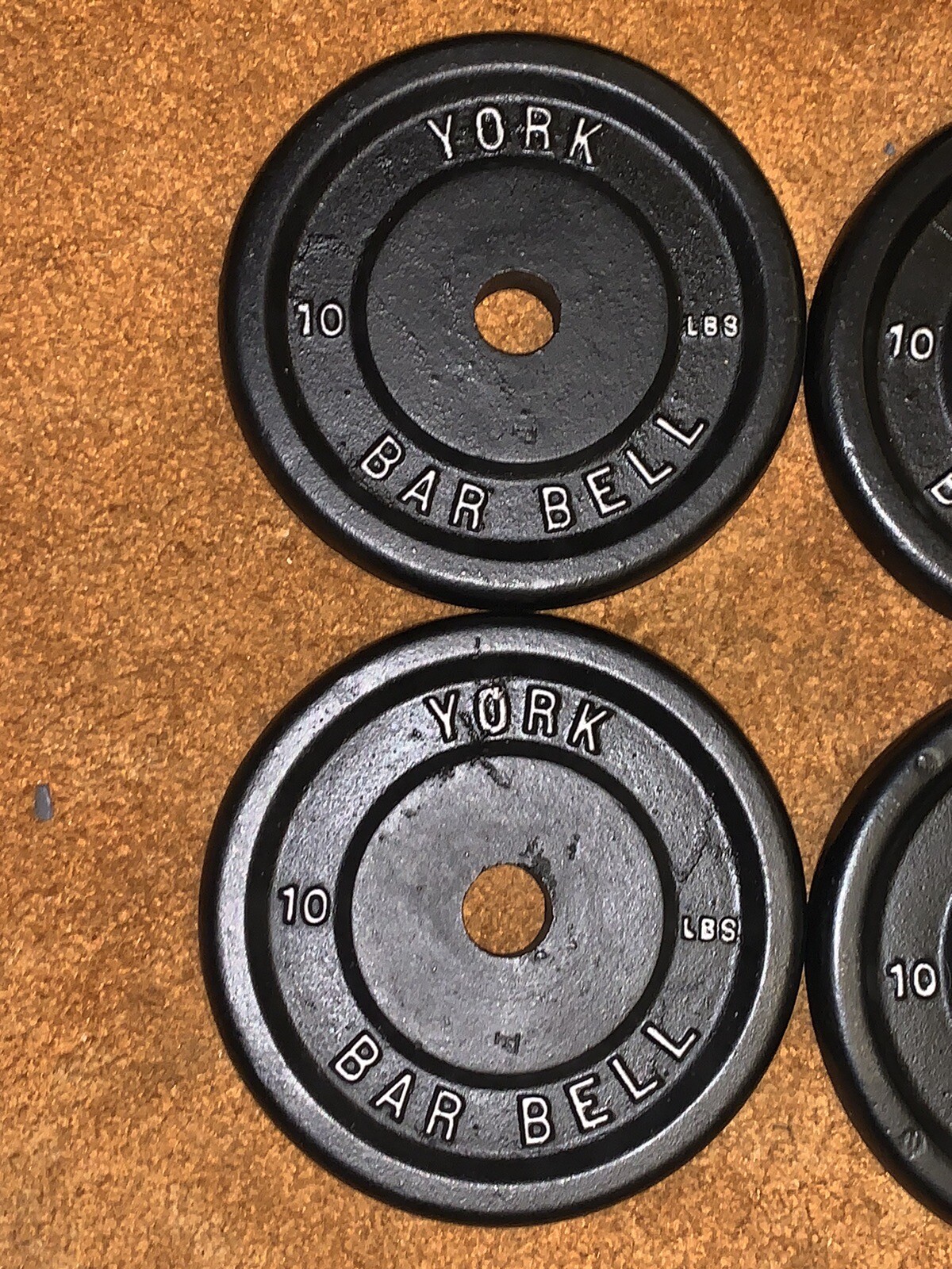 VINTAGE YORK STANDARD BARBELL WEIGHT PLATE 10 Lbs Matching Stamps 40 Lbs Total eBay