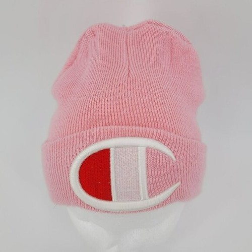 Logo Knit Pink Beanie Winter Hat Womens 