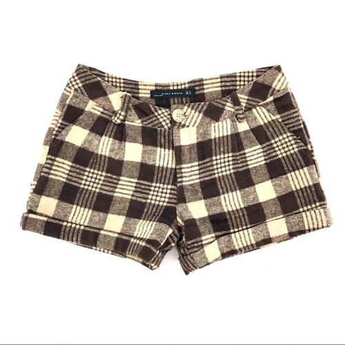 Zara Brown Cream Plaid Knit Shorts 