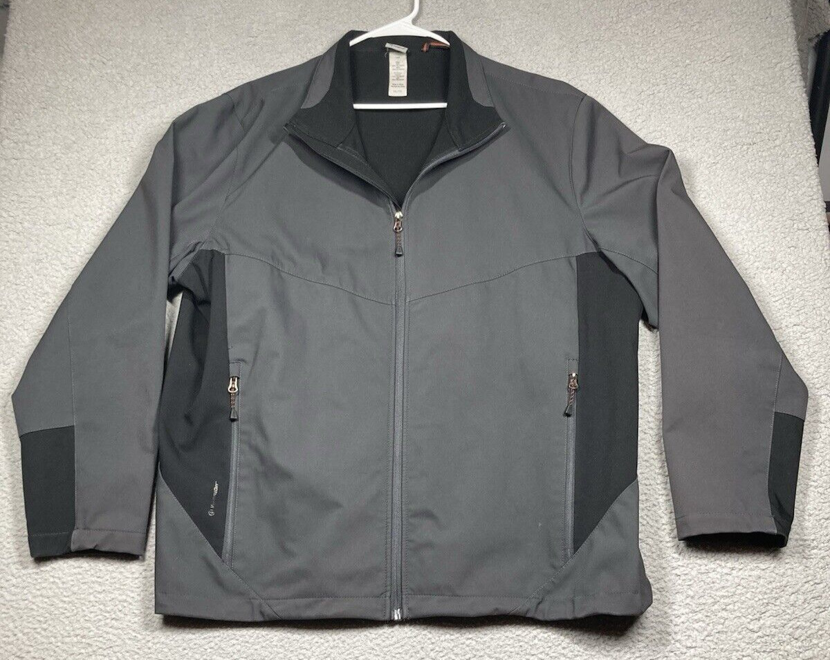 Champion Jacket Men's XXL Gray Black Full Zip Mock Neck Pockets Medium Weight