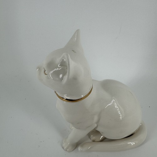 Statuina Lladro Hispania Daisa gatto vintage porcellana bianca con dettagli oro - Foto 7 di 14