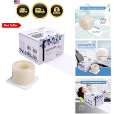 1200 Sheets Clear Dental Barrier Film Roll with Dispenser Box 4" x 6" Disposa...