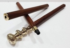 Beautiful Brass Head Handle Victorian Handmade Brown Wooden Walking Stick Cane