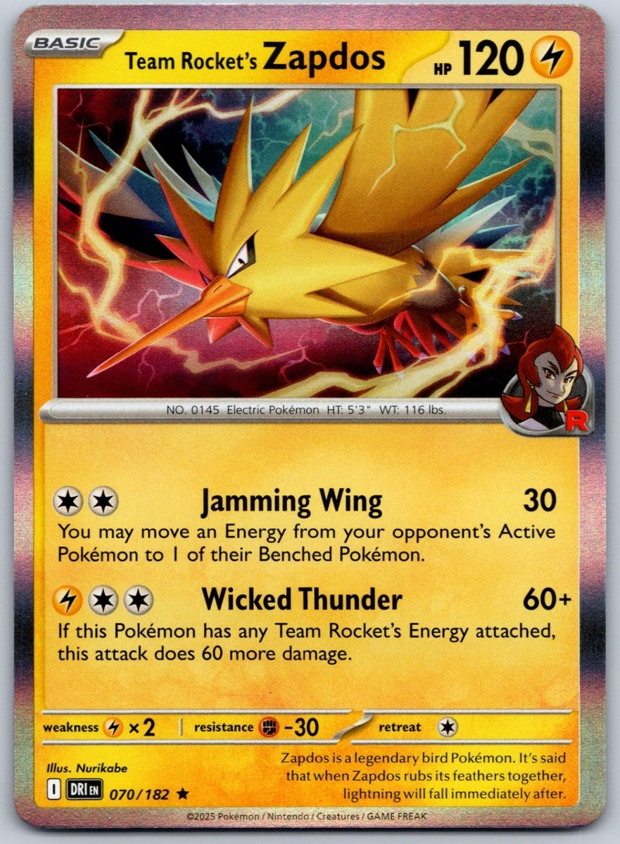 Team Rocket's Zapdos Holo Rare SV10: Destined Rivals 070/182 NM | eBay