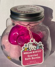 Hello Kitty Sanrio Bath Bombs 10 Piece Heart Scented Shape Bath Bombs Glass Jar