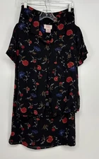 Field Manor Womens Multicolor Floral Silk Top & Skirt 2-Piece Outfit Set Size M