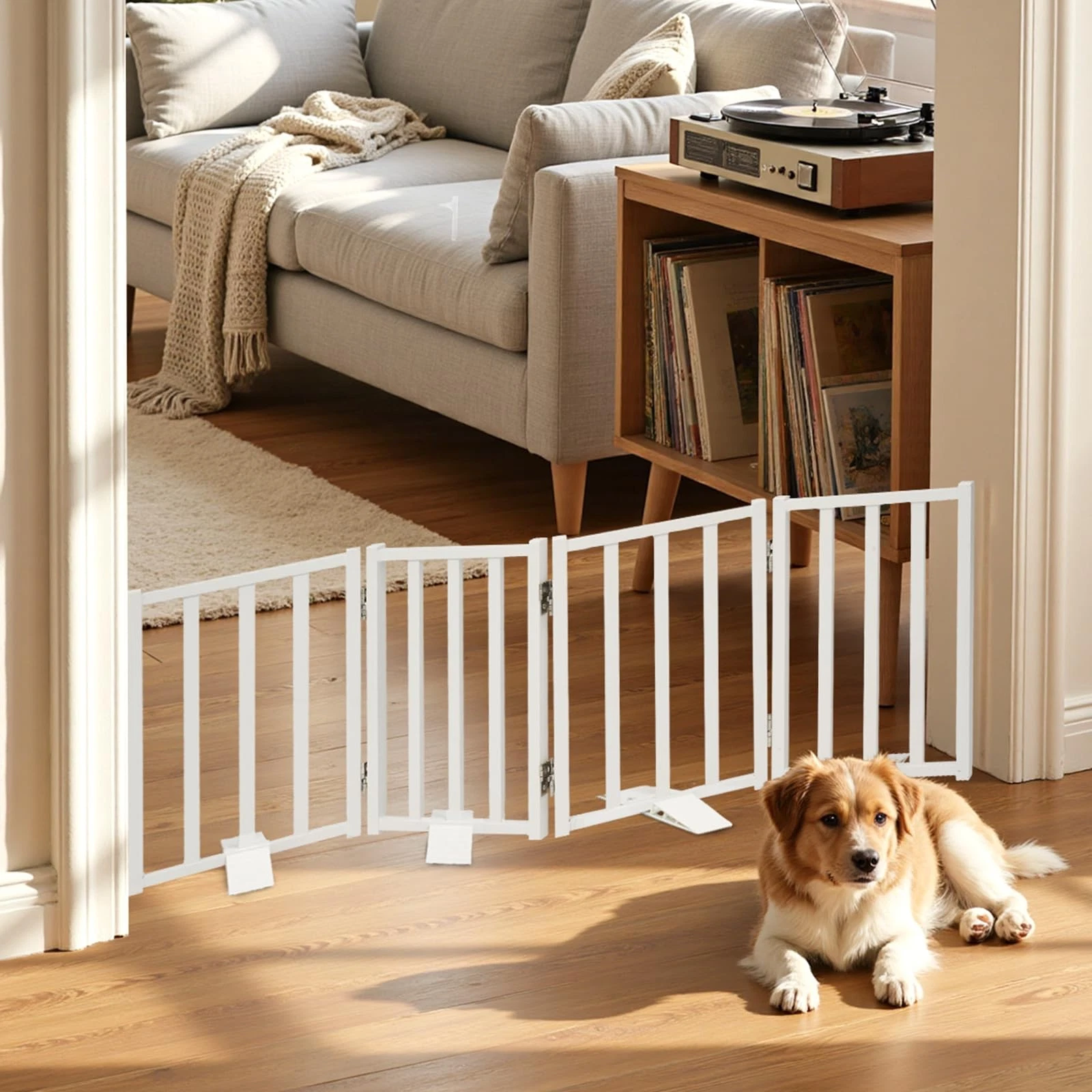 Short Dog Gate,16.5" Tall Freestanding Metal Dog Gate Only for Small Dogs wit...