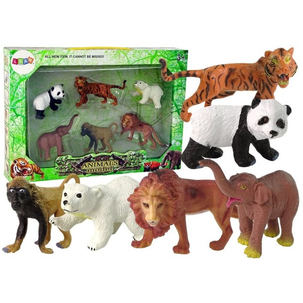 Lean Toys 6Er-Set Wildtiere Safari-Figuren Tiger Affe LöWe-image