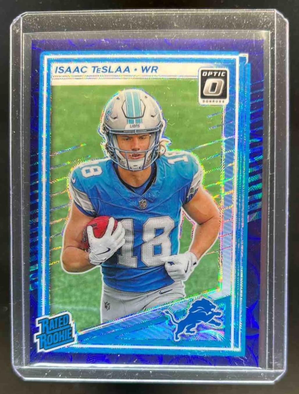 2025 Panini Donruss Optic Isaac TeSlaa Rated Rookie Blue Scope Prizm #219 Lions
