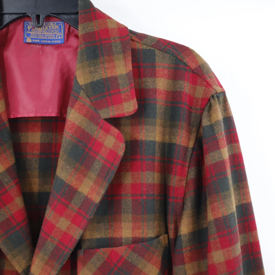 Casaco esportivo masculino vintage Pendleton grande xadrez de lã virgem pura não estruturado - Imagem 2 de 4