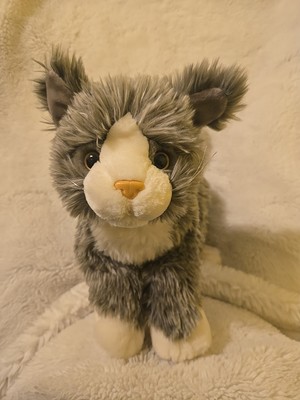 Unipak Cuddle Toys Gray & White Cat Plush Rare HTF Realistic Fast Shipping 