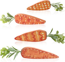 Smile Wooden Easter Decor, Carrot Bunny Block Stakes Spring Holiday Decor