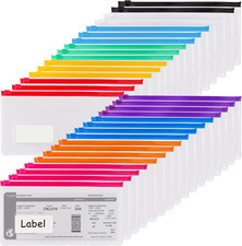 32Pcs Poly Zip Envelope, Reusable Envelopes, Pencil Case Bulk, Bill Bag, 9'' X 4