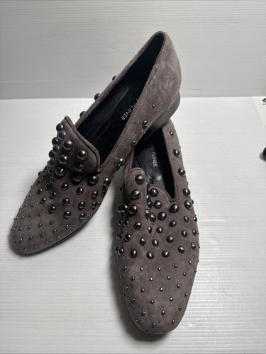 Donald J PLINER Size 7M Women’s Loyd Studded Gray Suede Leather Loafers - Bild 2 von 10