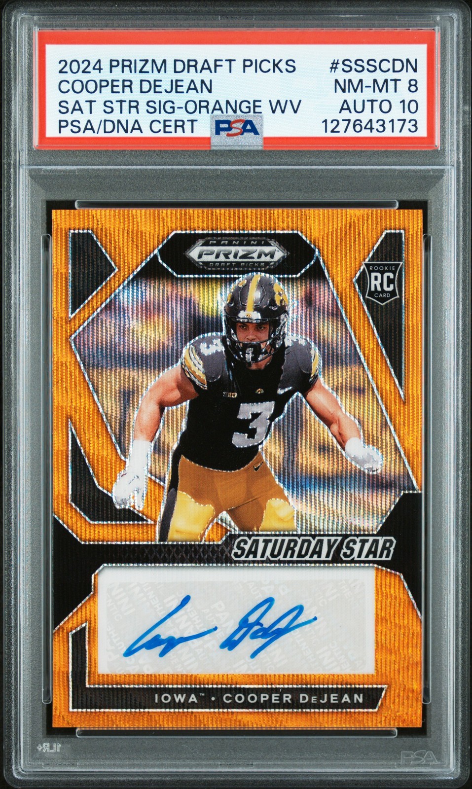 2024 ORANGE WAVE #SSSCDN COOPER DEJEAN 40/75 PSA 8 AUTO 10