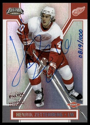 2002-03 Pacific Exclusive Auto RC #197 Henrik Zetterberg /1000