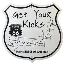 METAL WALL SIGN TIN ROUTE 66 SHIELD PLAQUE VINTAGE SHABBY CHIC GARAGE USA US