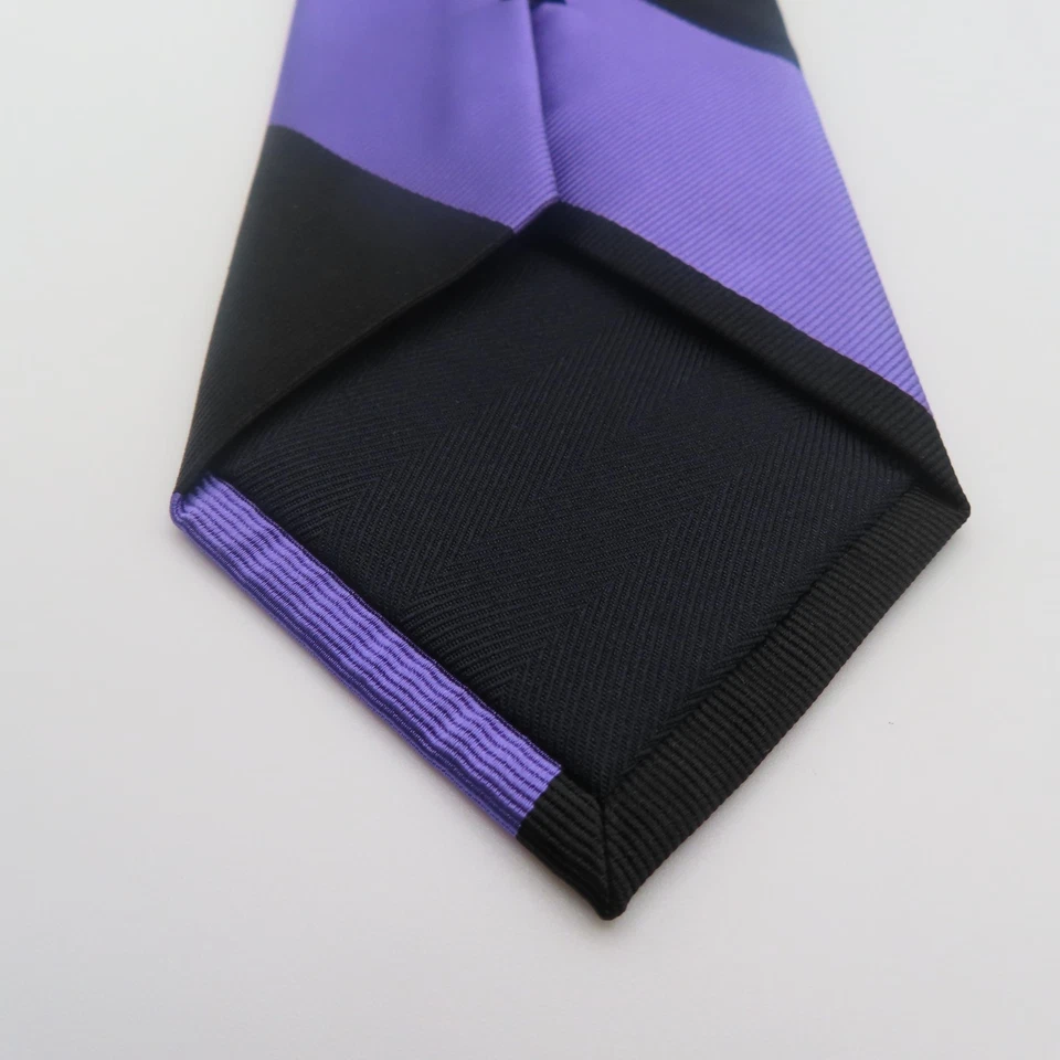Corbata Gallo Seda Negro Púrpura Repp 3.25" Ancho 58" Largo Foto 4 de 4