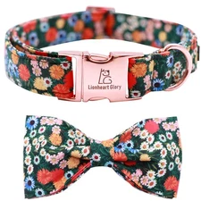 Floral Print Dog Collar Adjustable Soft Dog Collar with Bowtie Girl Pet Colla...