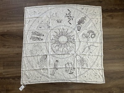 NEW! Madewell White Brown Zodiac Print Silk Scarf GORGEOUS!