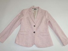 Talbots Women's Herringbone 2 Button Blazer Jacket Size 4 NWT Pink Tweed Wool