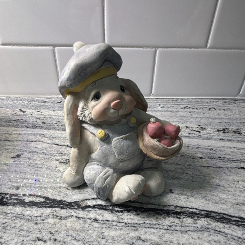 Dreamsicle Cast Art Handcrafted Hand Painted Rabbit Figurine Signed Kristin 1997
