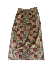 Vintage Susan Bristol Patchwork Long Maxi Skirt Sz 12 L Elastic Waist Boho Fall
