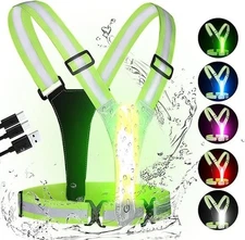 LED Reflective Light Up Safety Running Vest for Biking Walking at Night