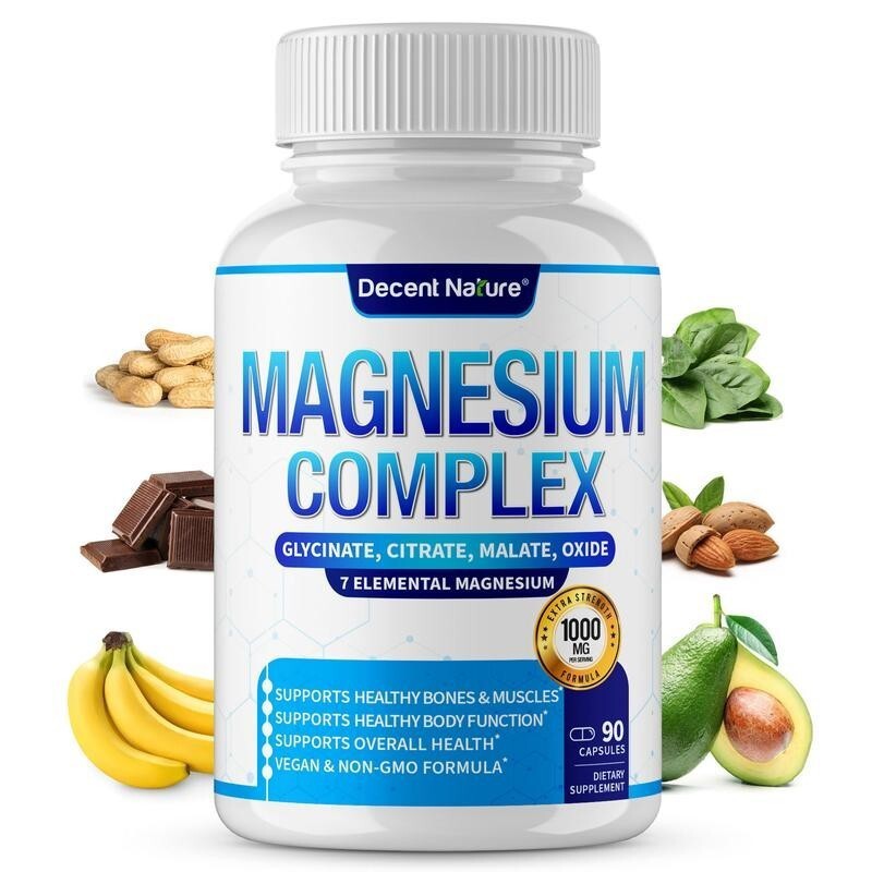 Magnesium Complex 7 Elemental Magnesium Supplement 1000mg Non-GMO 90 Capsules