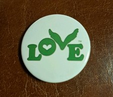 Coldplay Chris Martin Love Logo Button Hat Lapel Trading Pin- Green