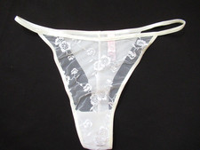 NWOT vintage Victorias Secret 2001 thong string Panties white floral Lace size L