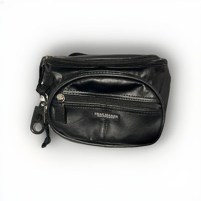 Trailmaker Equipment Fanny Pack Black Vinyl Waist Bag Outdoor Sports Storage 