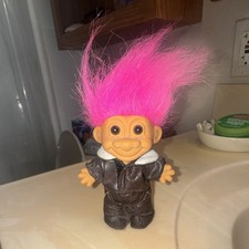 Russ Troll Figure Pink Hair Brown/Tan Outfit Jacket Pants Plastic