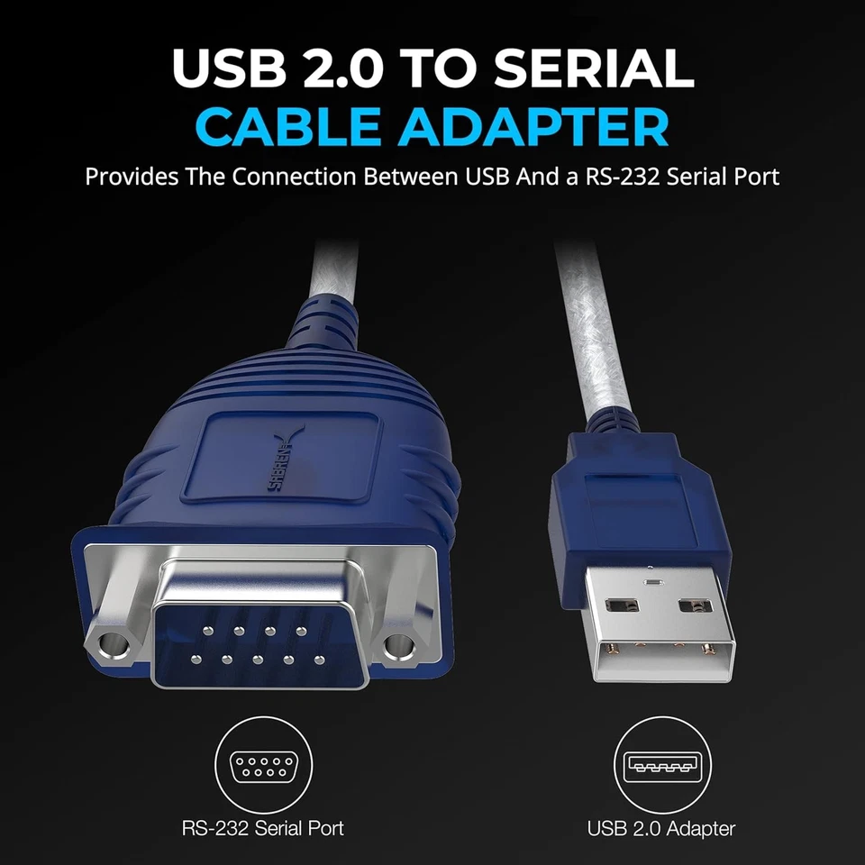 SABRENT USB 2.0 to Serial (9 Pin) DB 9 RS 232 Converter Cable, 2.5 FT  - Image 2 of 4