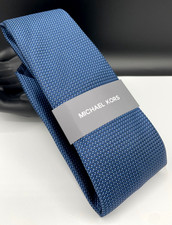 MICHAEL KORS Men's 100 Polyester Tie  Blue  Textured Solid  NEW MSRP: 69.50