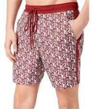 I.N.C Mens Leafy Swim Bottom Trunks, Red, XX-Large