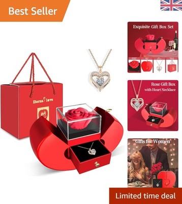 Ewige Liebe konserviert rote Rose Geschenkset mit Herz Halskette für Sie