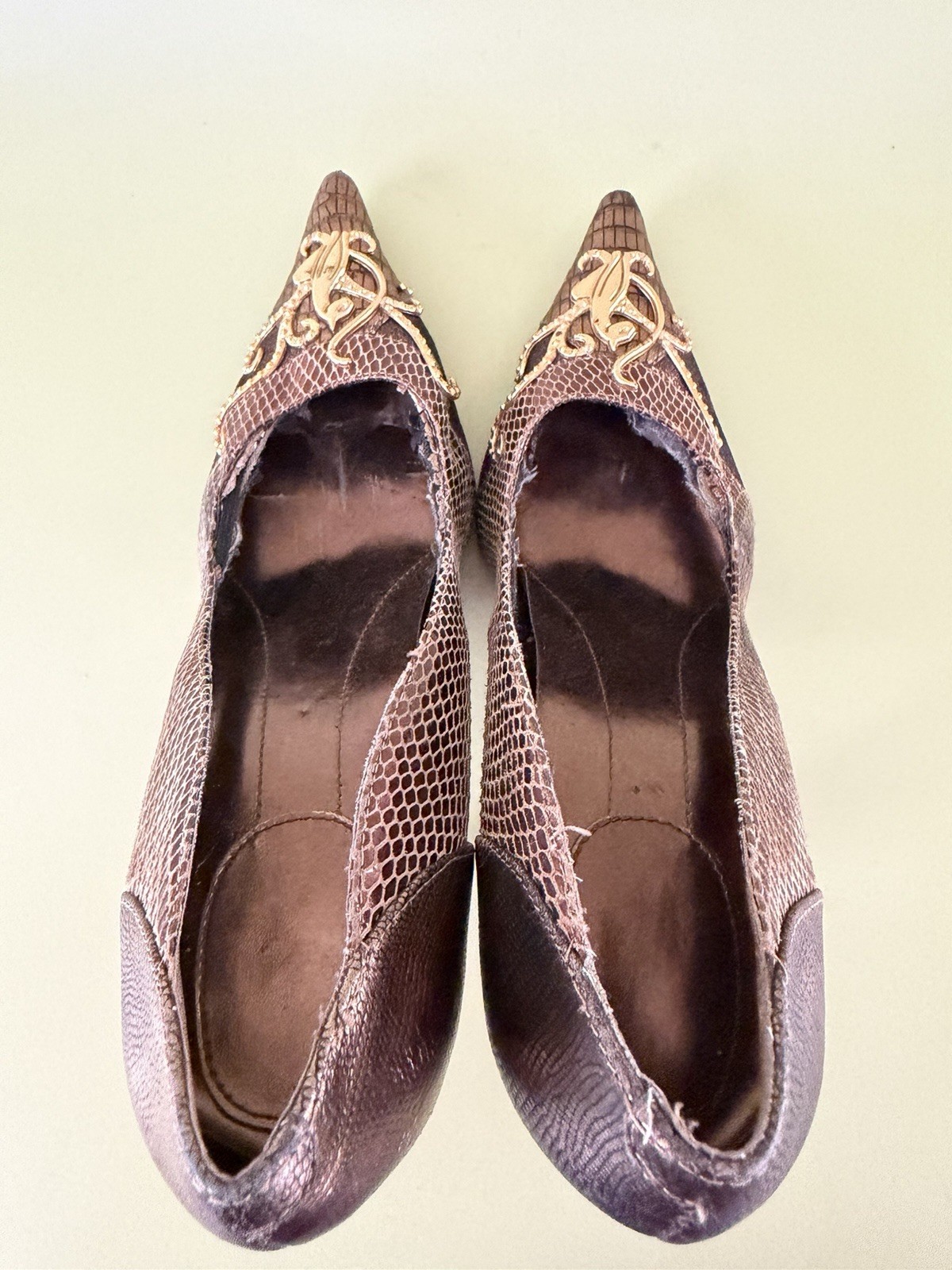 Baby Phat Rose Gold Python Baroque Embellished Pu… - image 7