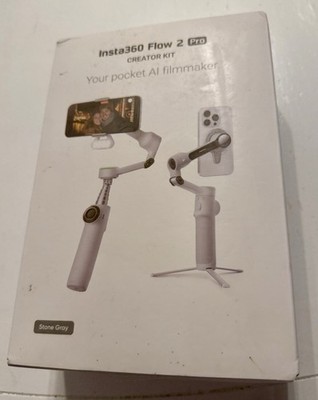 Insta360 Flow 2 Pro3-Axis AI-Powered Smartphone Gimbal Creator Bundle-stone Gray