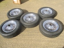 Set of 5 Chrome Wire Wheels 5.5X15 inch 72 spoke & Vredenstein Sportrac tyres