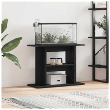 Supporto Acquario Rovere Nero 80x35x60 cm Legno Ingegnerizzato Gruppo Portaoggetti 3 Livelli
