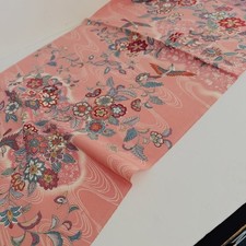 Songbird Harmony B 15x61 LONG Vintage Japanese Kimono Silk Fabric RW95