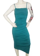 L'VOW Women's Sexy Ruched Bodycon Spaghetti Strap Maxi Pencil Dress Med